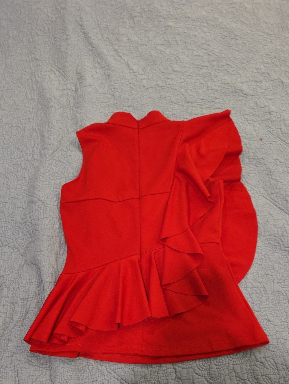 Gracia Red One-Shoulder Ruffle Peplum Top Size S! - Picture 5 of 8